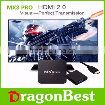 OEM Amlogic S905 MX8 Pro Quad Core 1G Ram 8G Rom with kodi & add-ons preinstalled Android 5.1 smart TV box