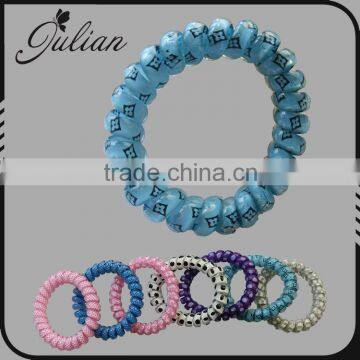 Elastic Circle Hair Tie Ponytail Holder Band Multi color Telephone Wire Cord Elastic Head Tie Hair Band color random FHHTA0022-3