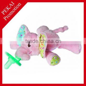 Pink soft elephant toy baby animal pacifier