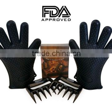 Wholesale custom FDA food grade meat claws and waterproof silicone bbq gloves heat resistant