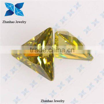 Loose synthetic triangle peridot cubic zirconia stones