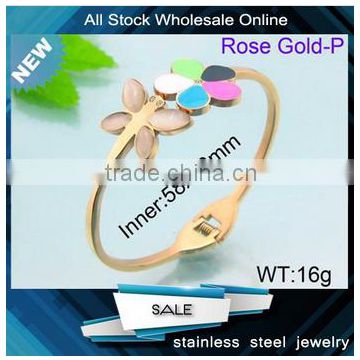 fashion enamel style stainless steel popular rose gold nail bangles