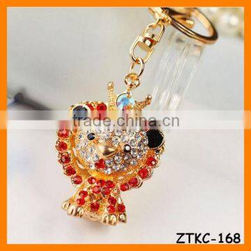 2014 Latest Rhinestone Lion Animal Key Chain, Gift Bag Pendant ZTKC-168