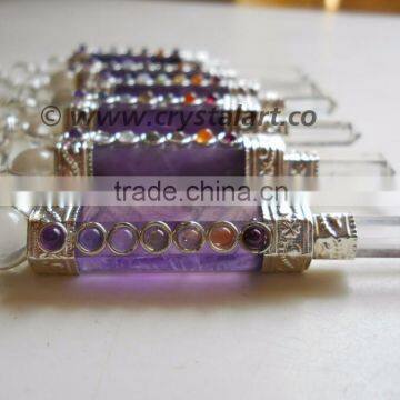 AMETHESE AGATE BONDED HEALING STICK PENDULUM photo-2