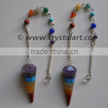 7 CHAKRA BONDED PENDULUM WITH CHAKRA CHAIN