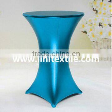 Polyester or nylon lycra metallic spandex cocktail table cover table top hot blue