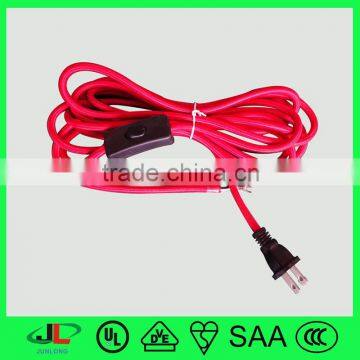 ULCUL approved 2 pin plug with red fabric wire