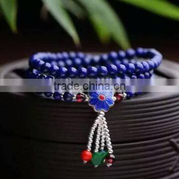 Lapis Lazuli Stone Charm With Amethyst Beads Bracelet