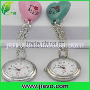 Hello Kitty heart-shape stainless steel nurse brooch watch