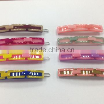 Cellulose acetate hair accessories wholesale in china plain hair clips rectangle snap clip