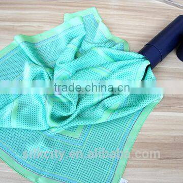 Regular Green Spotted Screen Printing Silk Scarves