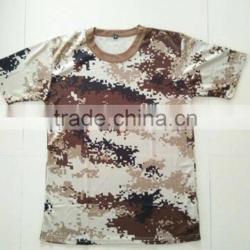 Custom made polyester nylon mesh brown digital full print military camouflage T shirt