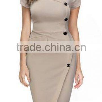Women's Vintage Navy Style Cap Sleeves Business Bodycon Dress