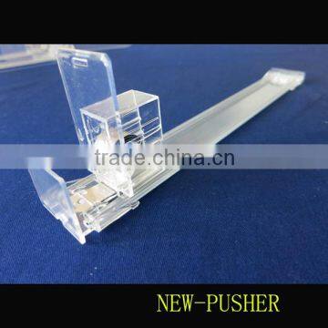 plastic shelf pusher system for market using