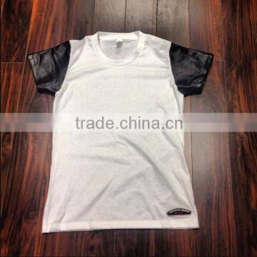 Genuine Leather sleeve t-shirt