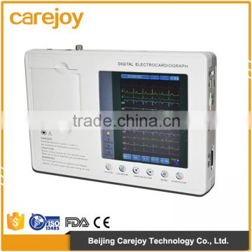 Hospital 7 inch color graphic LCD display portable 3 channels 12 lead ecg machine