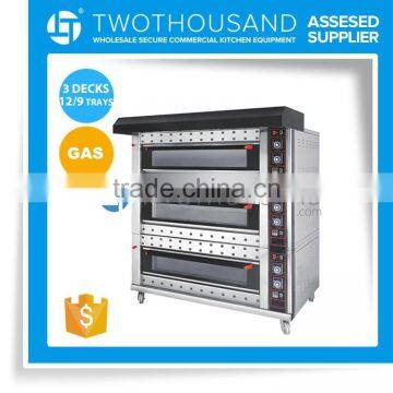 Gas, 3 Decks, 12 or 9 Trays, Gas Oven