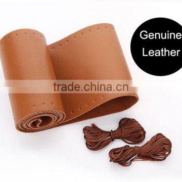 Employee Welfare Genuine Leather Car Steering Wheel Cover Without Punching Hole photo-2