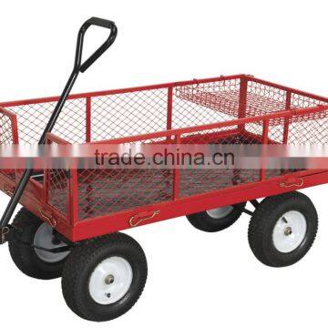 Mesh deck garden wagon garden cart tool cart With fold down Sides