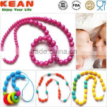 100% BPA Free Silicone Soft Baby Chewable Necklace for Baby Teething photo-4
