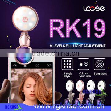 RGKNSE 0.36x wide angle lens+50x Macro lens+185 Degree fisheye lens for Mobile phone Beauty Selfie Flash Light