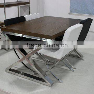 modern metal leg wooden top dining table for sale with high quality BT2014