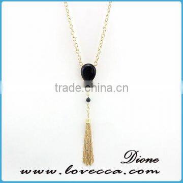 tassel teardrop gemstone gold druzy pendant necklace