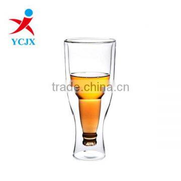 Special New Shape Clear Double Wall Glass Cup for Beer