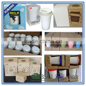 Ceramic White Cup and White Lid No Printing or Logo photo-6