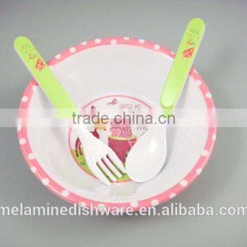 Melamine Kids Cake Dinnerware Set / Children Cake Tableware Spoon Fork and Bowl Set photo-4