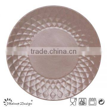 Round Crockey Ceramic Stoneware Emboss Dinnerware Plate photo-2