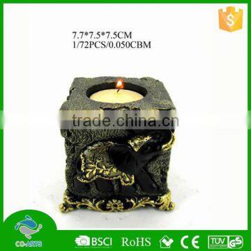 Cheap square resin candle holder carving indian elephant statues