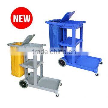 Multipurpose Plastic Cleaning Service Trolley Cart With Cover /Janitor cart