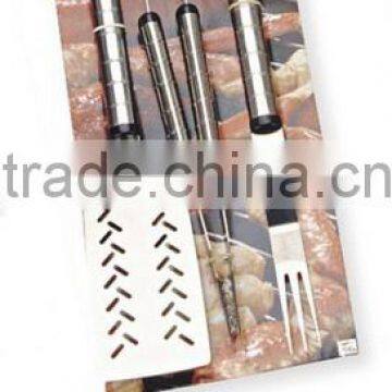 3pcs Hollow Handle Barbecue Tools Set With Tied Card Package Factory in Yangjiang
