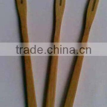 2016 wholesale bamboo small fruit salad fork with two teeth