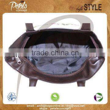 12 oz Natural Canvas Tote Bag With Polyester Lining & With PU Padded Handle & Bottom photo-4