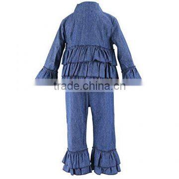 Spring Girls Fashion Denim Jeans Outwear Jacket Ruffle Overcoat Suit Pant Coat Children photo-4