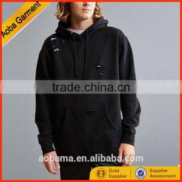 2017 Alibaba fashion style simple customized men hole black hoodie