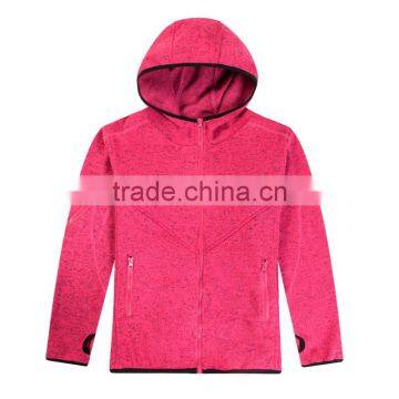 100%polyester High Quality hoodies knitted sweater fleece women hooded jacket