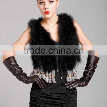 CX-G-B-79D Women Clothes Rabbit Fur Tassels Turkey Wholesale Feather Vest photo-6