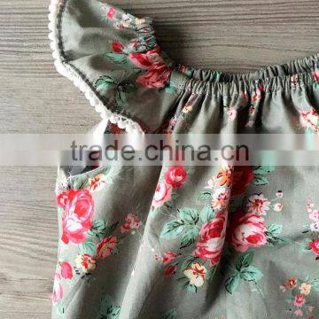 Wholesale Cap Sleeve Baby Floral Girls Bubble Romper photo-2