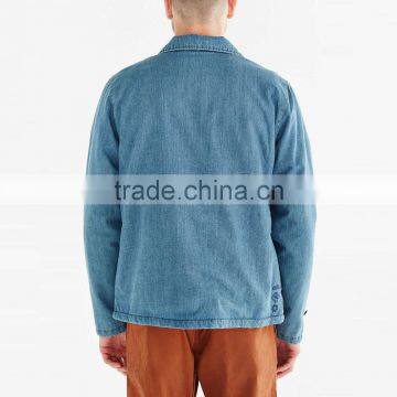 Blue Washed Custom Denim Jacket Men Old Style With Buttons photo-2