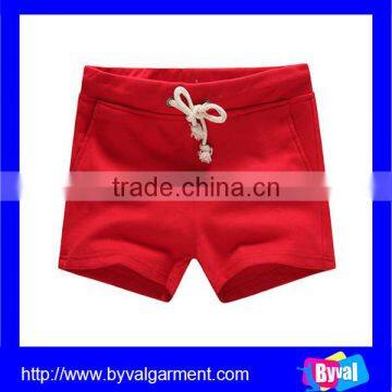 Hot Selling Fashion Women 100%cotton Red plain blank Shorts Beach Shorts High Quality