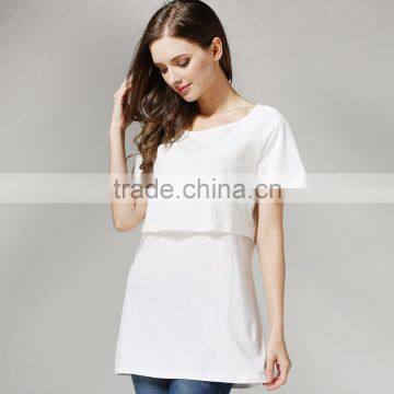 Short Sleeve Nursing Clothes Solid Breastfeeding Clothing Small Fresh Pregnant Women T-shirts photo-5