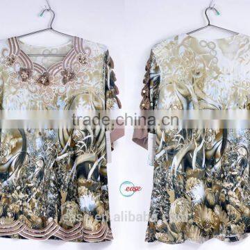 New fashion elegant print & embroidery chiffon ladies' blouse