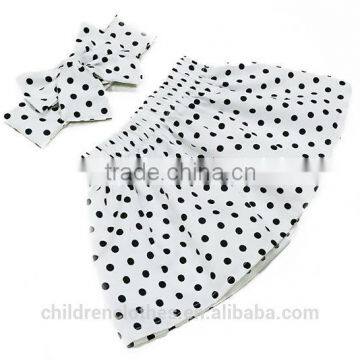 Latest skirt design pictures wholesale polka dot ruffle boutique girl skirt with headband