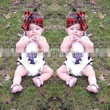 S33501W Girl Flower Romper Cotton Floral Jumpsuit Outfits 2017 Summer Clothing photo-2