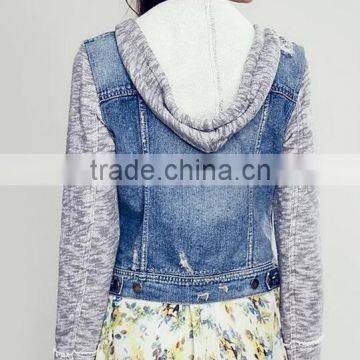 Runwaylover EY0991C 2016 High Quality Denim Women Coat & Hoodies , Women Denim Hoodies & Jacket, OEM Service photo-3