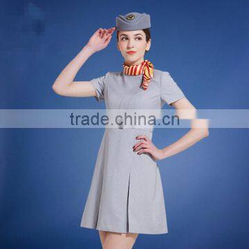 custom good quality fashionable slim fit air hostess stewardess uniform / business dress for stewardess wholesale