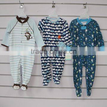 100% Cotton Plain and Full Print Baby Footie Romper With Animal Patch and Embroidery by Snap Opening or Zipper Opening